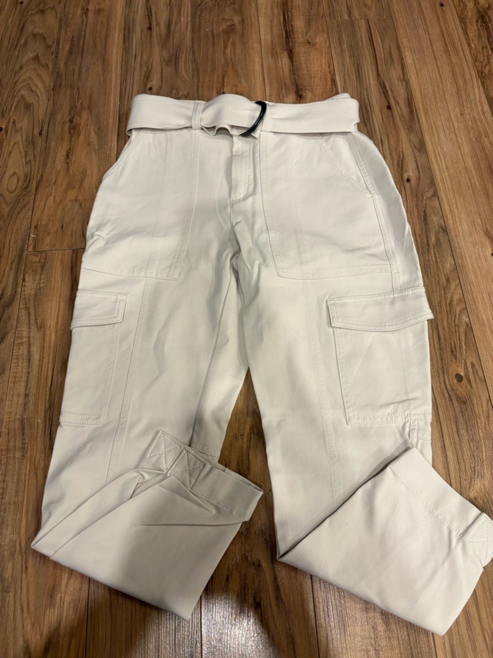 Banana Republic Cream Cargo Pants with Belted Waist